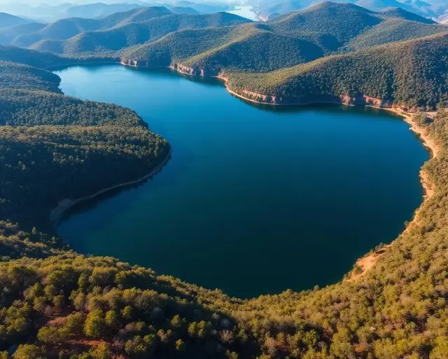 Aerial view of Lake Hiwassee and the mountains near Murphy, North Carolina